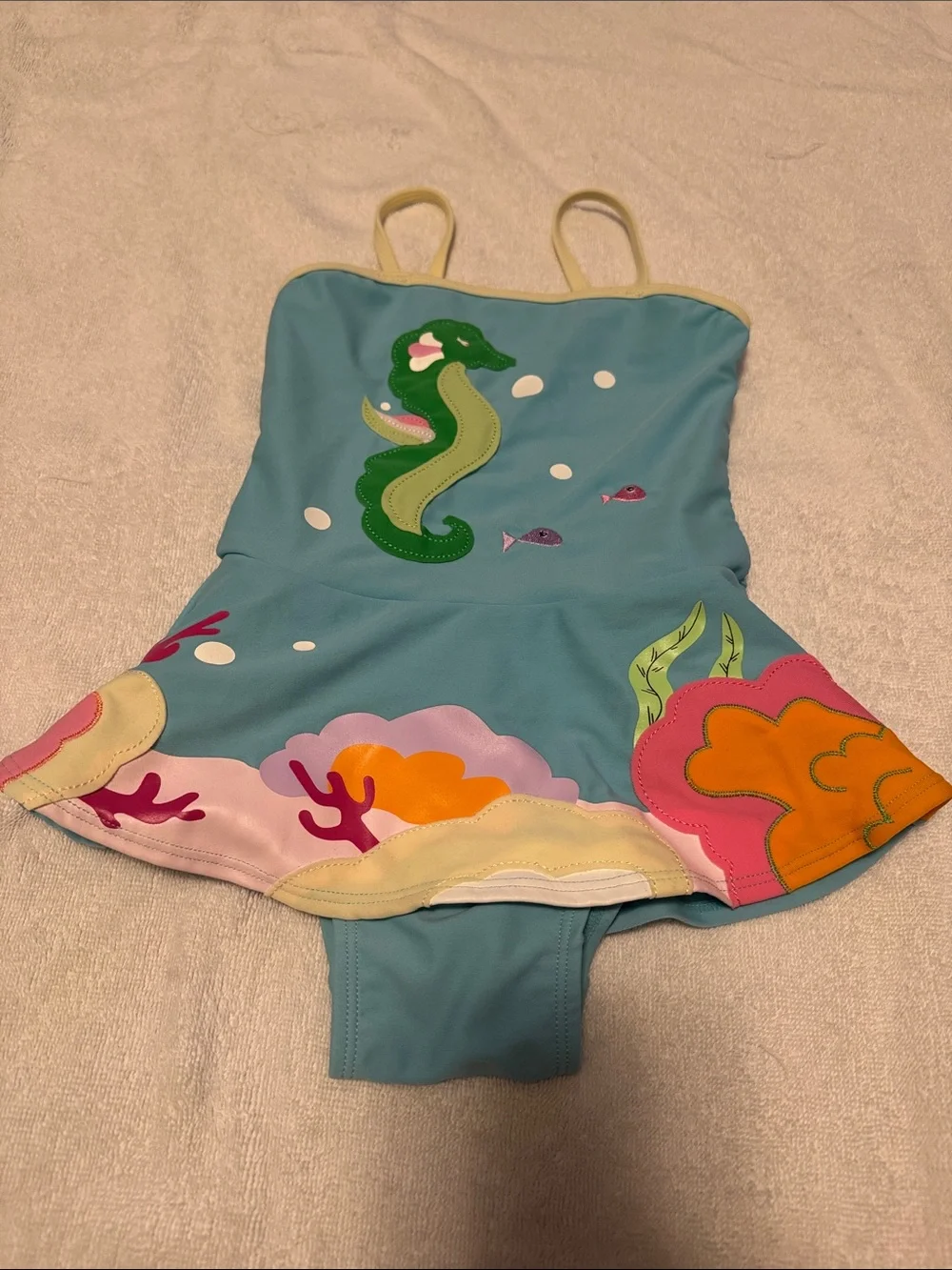 Girls Sea Motif One-Piece Swimsuit with skirt NWT